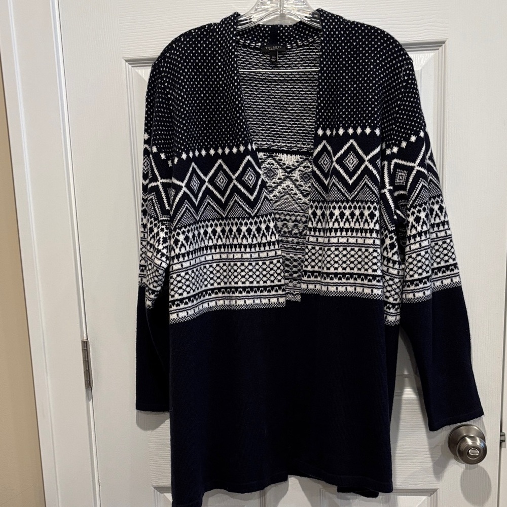 Talbots Black and White Geometric Cardigan